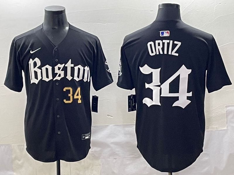 Men 2025 Boston Red Sox #34 Ortiz Black Five generations Joint Name Nike MLB Jersey style 1->boston red sox->MLB Jersey